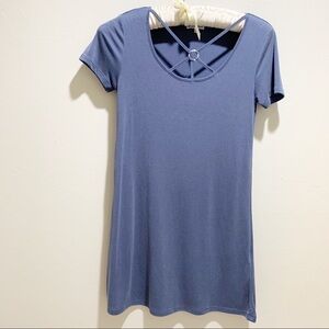 BLACK SWAN Strappy Front Ribbed Slinky Shift Dress